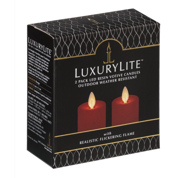 Box Luxurylite Red Led Votive Candle Set of Two