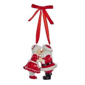 Mr and Mrs Claus Kissing Ornament