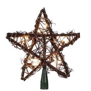 Rattan Natural Lit Star Tree Topper