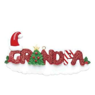 Red Glitter Grandpa Personalized Ornament