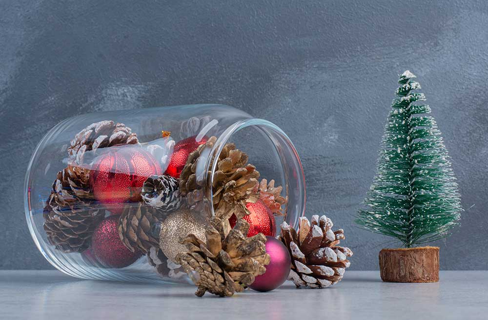 Jar of Ornaments Spilled Gracefully