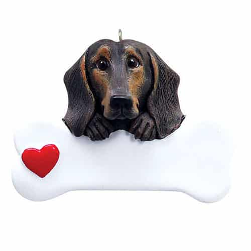 Dachshund with Bone Ornament Personalized Black