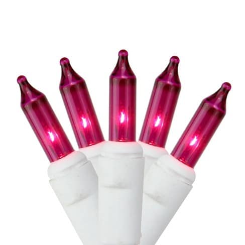 Mini Lights White Cord Eight Colors 50 Bulbs Purple