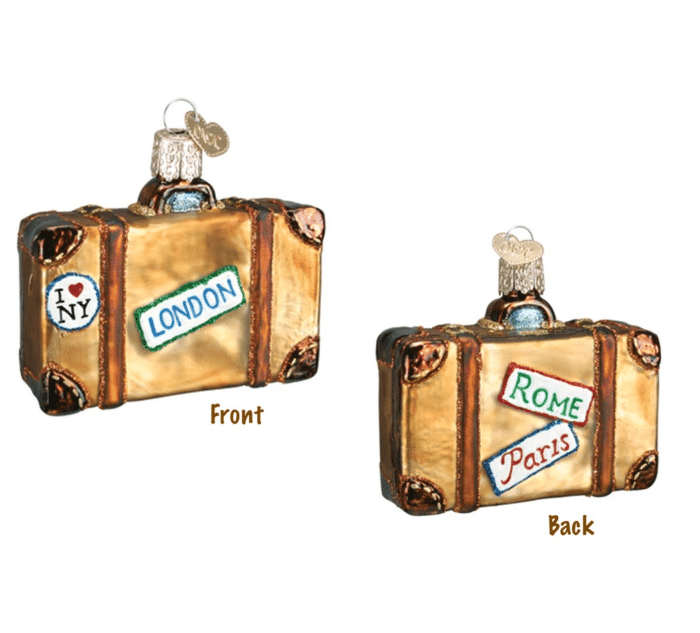 Suitcase Ornament Old World Christmas Back and Front
