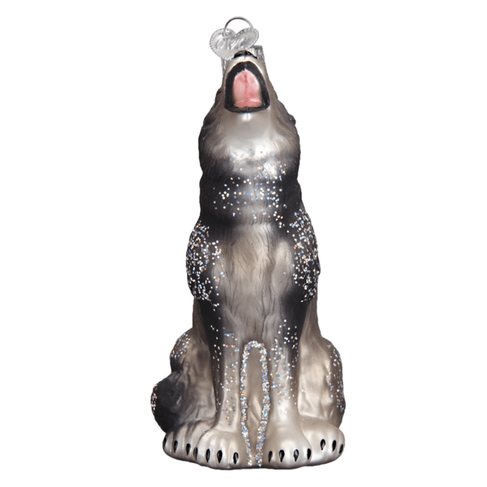 Old World Christmas Blown Glass Howling Wolf Ornament