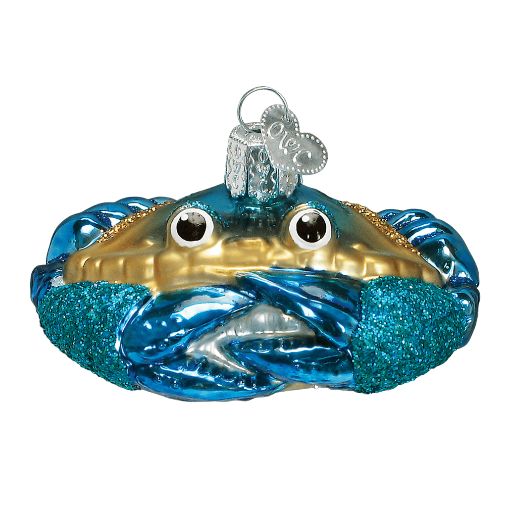 Old World Christmas Blown Glass Blue Crab Ornament