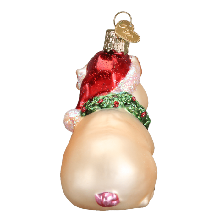 Old World Christmas Holly Pig Blown Glass Ornament
