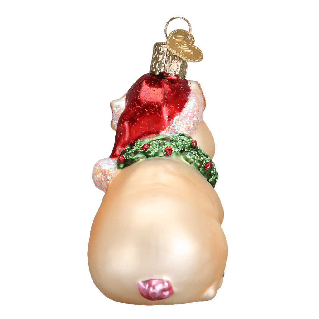 Old World Christmas Holly Pig Blown Glass Ornament