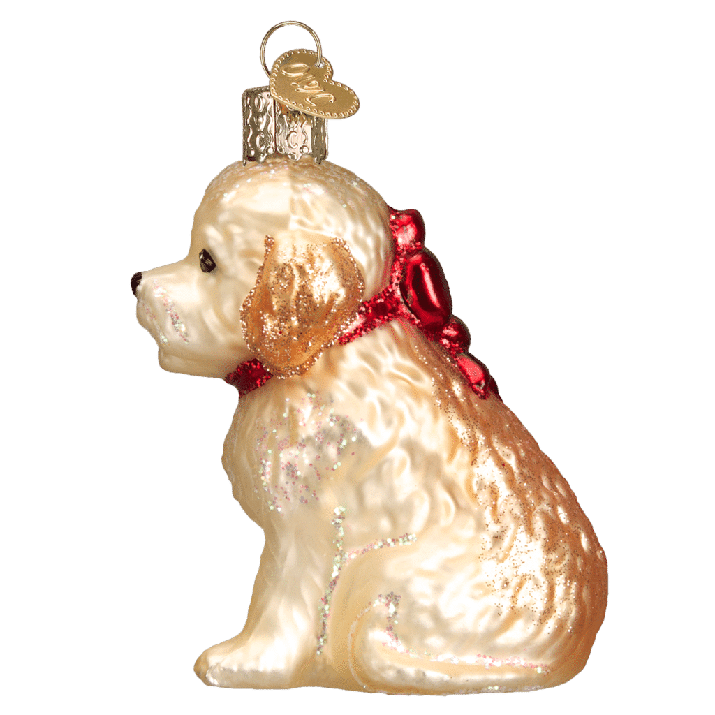 Old World Christmas Cockapoo Puppy Blown Glass Ornament