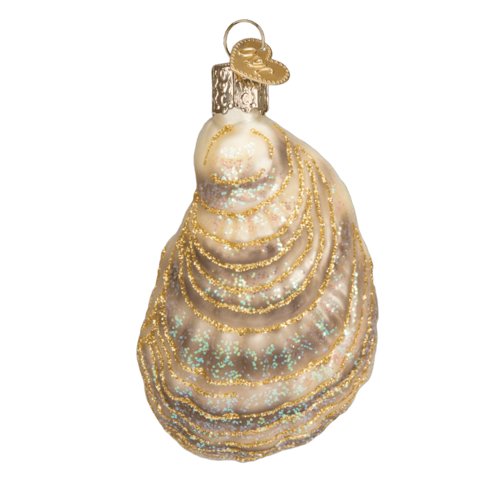 Old World Christmas Blown Glass Oyster with Pearl Ornament