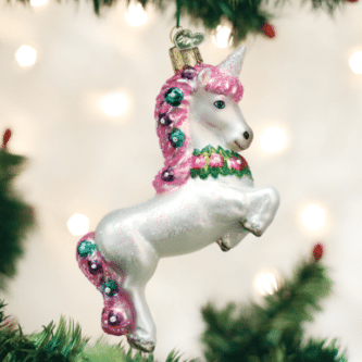 Old World Christmas Blown Glass Prancing Unicorn Ornament