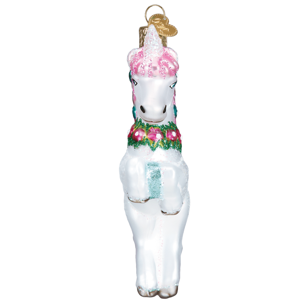 Old World Christmas Blown Glass Prancing Unicorn Ornament