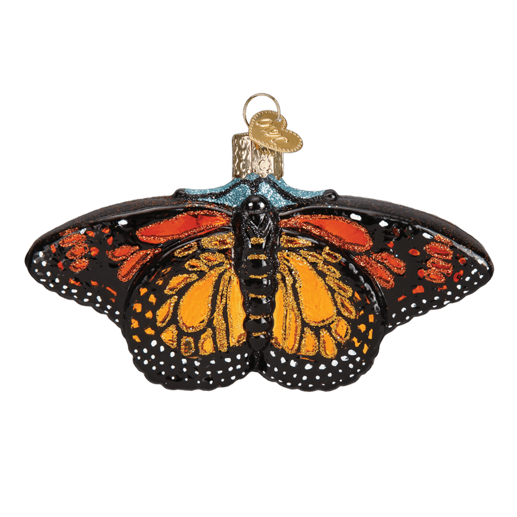Old World Christmas Blown Glass Monarch Butterfly Ornament