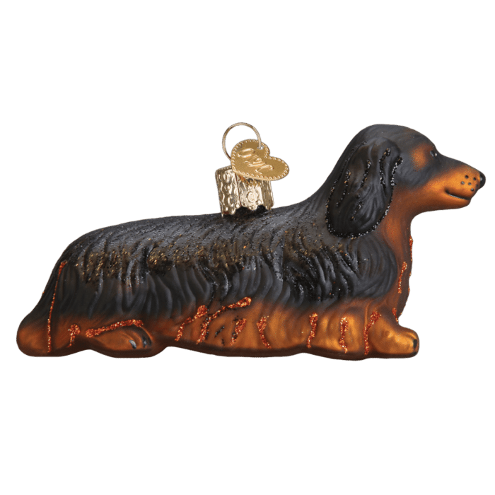 Old World Christmas Blown Glass Christmas Long haired Dachshund Ornament