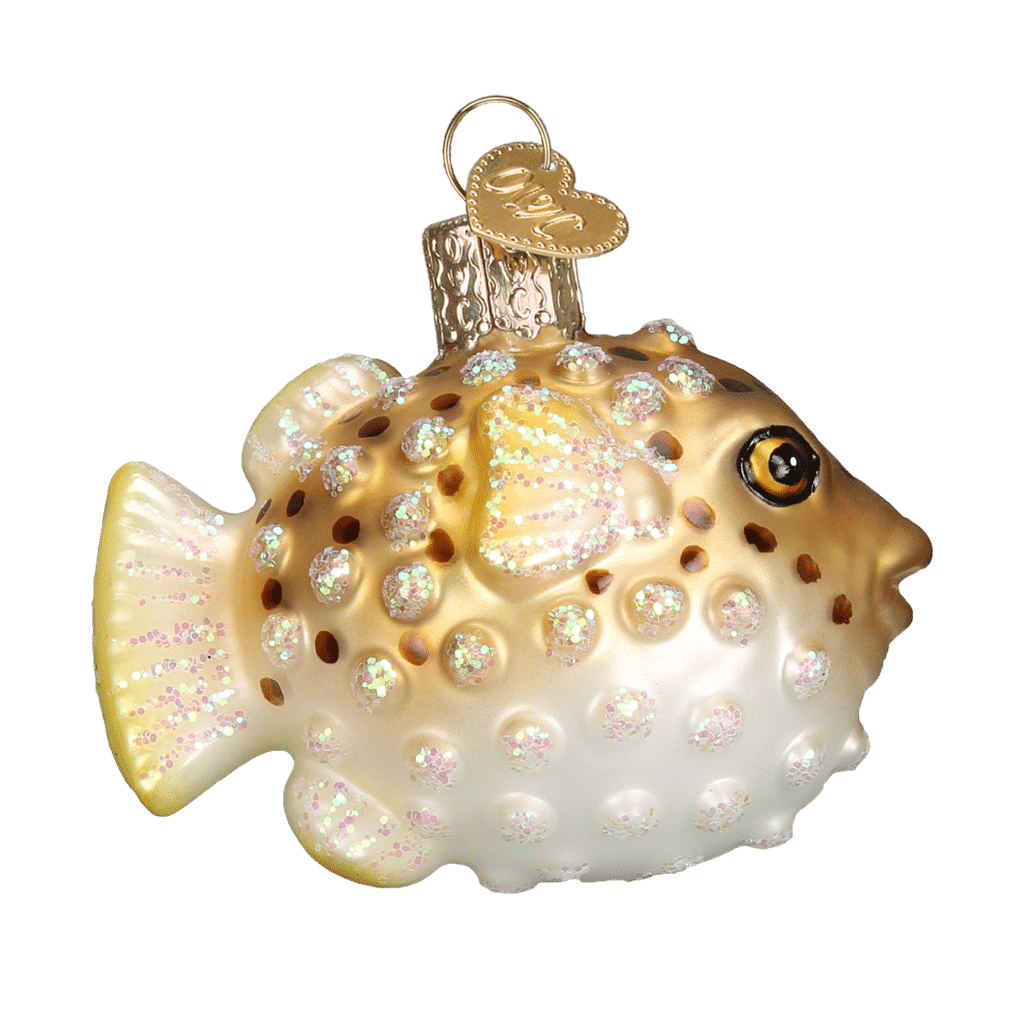 Old World Christmas Blown Glass Puffer Fish Ornament