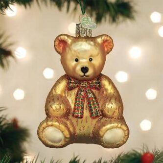 Old World Christmas Blown Glass Teddy Bear Ornament