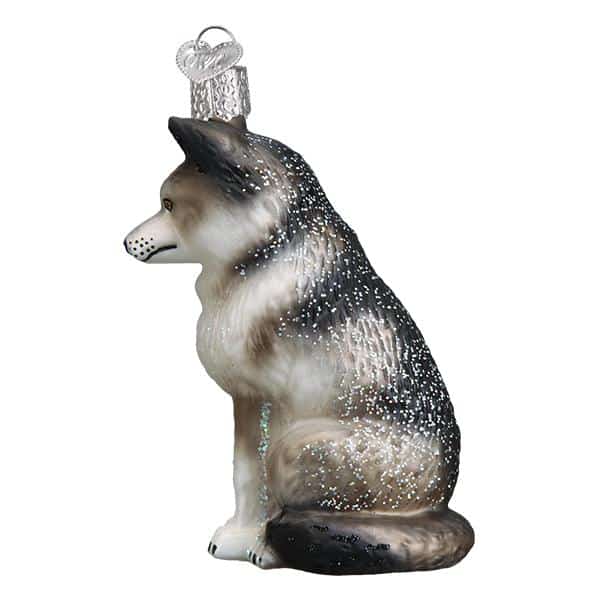 Old World Christmas Blown Glass Sitting Wolf