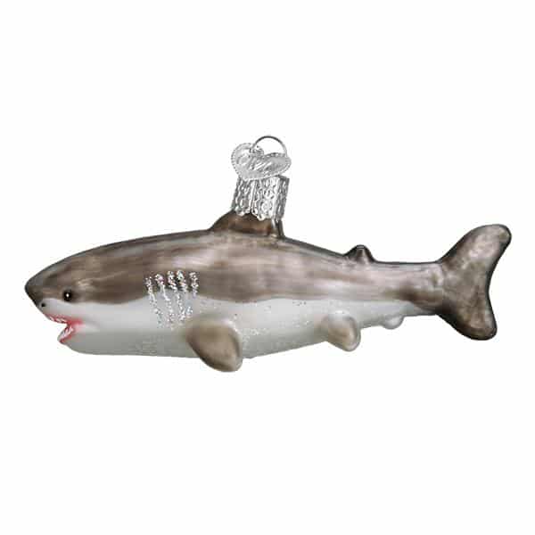 Old World Christmas Blown Glass Great White Shark Ornament