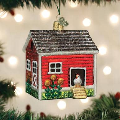 Old World Christmas Blown Glass Chicken Coop