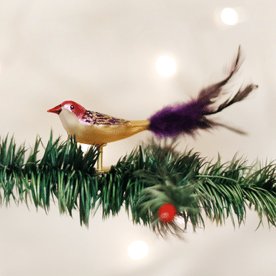 Old World Christmas Blown Glass Mini Lovebird Clip on Ornament
