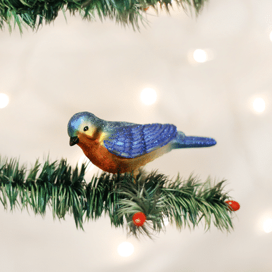 Old World Christmas Blown Glass Western Bluebird Clip on Ornament