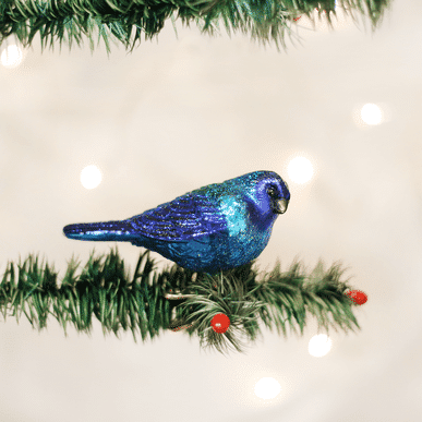 Old World Christmas Blown Glass Indigo Bunting Clip on Ornament