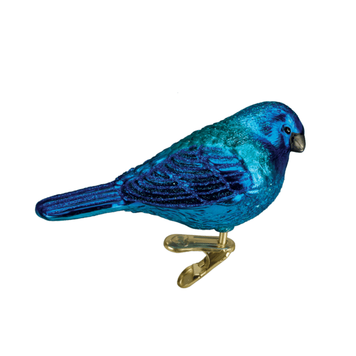 Old World Christmas Blown Glass Indigo Bunting Clip on Ornament