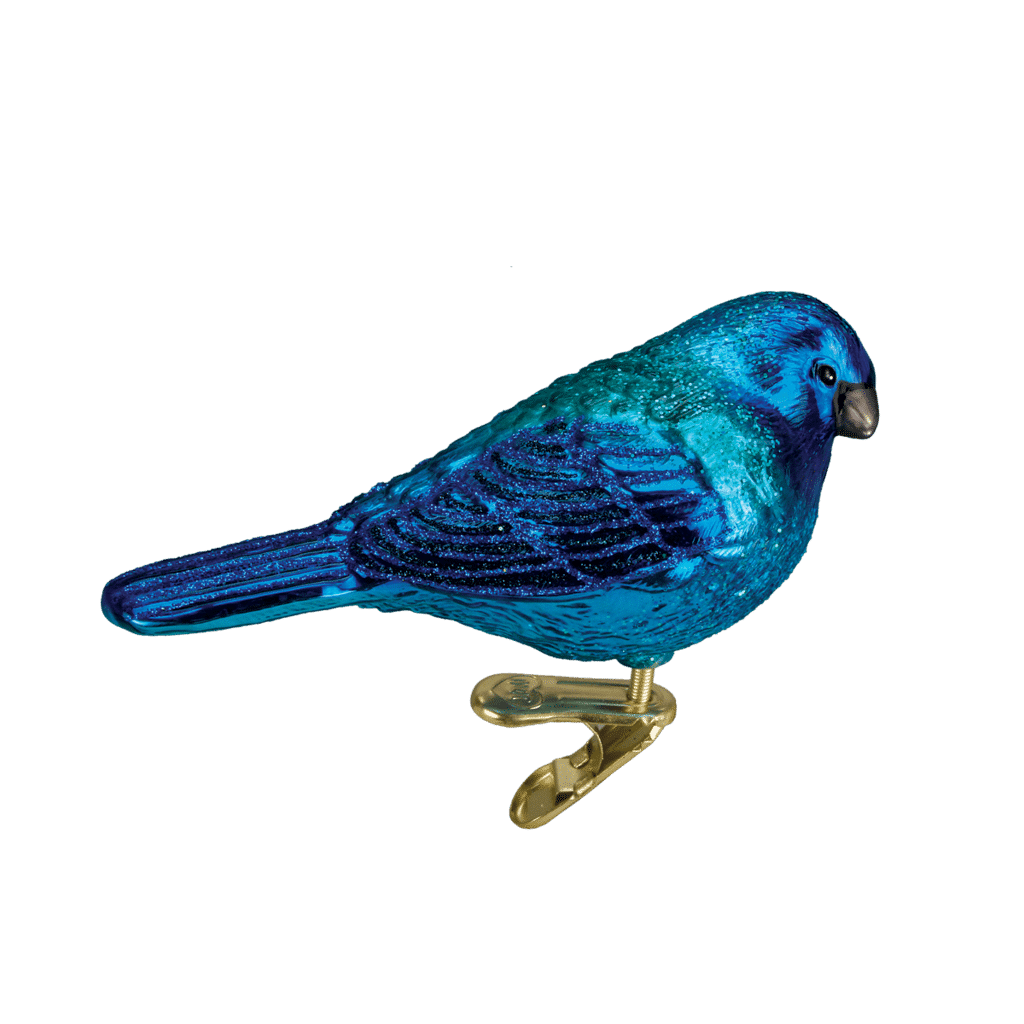 Old World Christmas Blown Glass Indigo Bunting Clip on Ornament