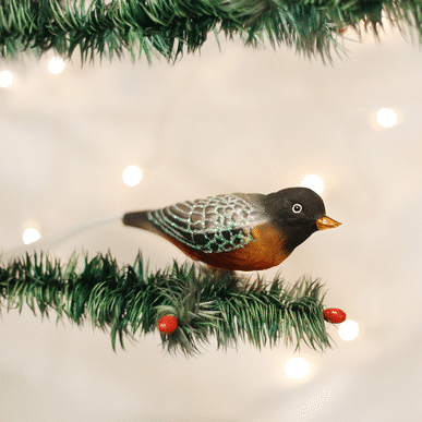 Old World Christmas Blown Glass Robin Clip on Ornament