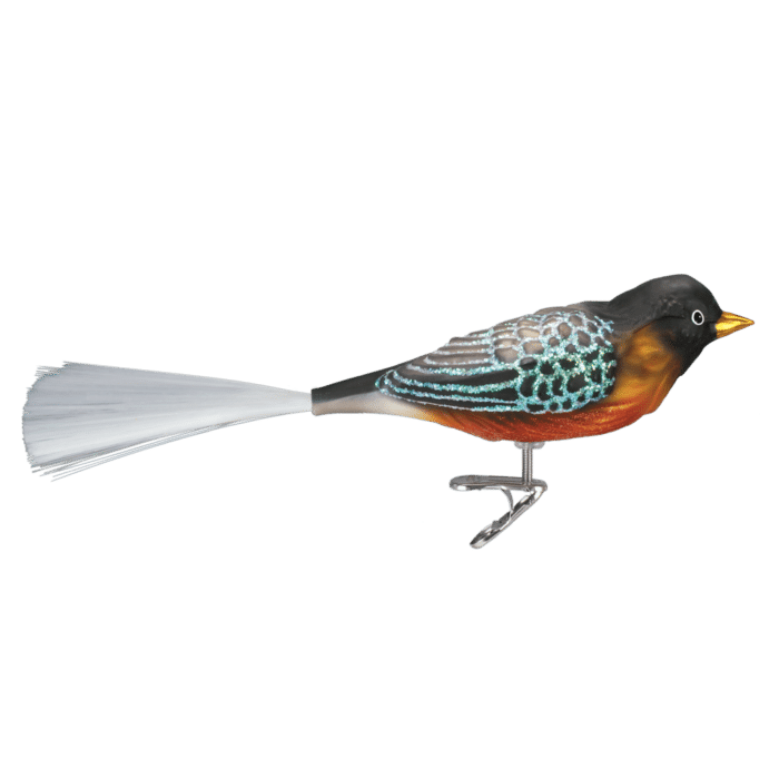 Old World Christmas Blown Glass Robin Clip on Ornament