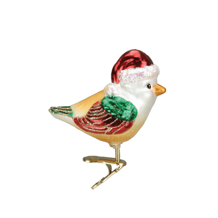Old World Christmas Blown Glass Santa Bird Clip on Ornament