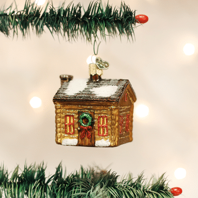 Old World Christmas Blown Glass Log Cabin Ornament