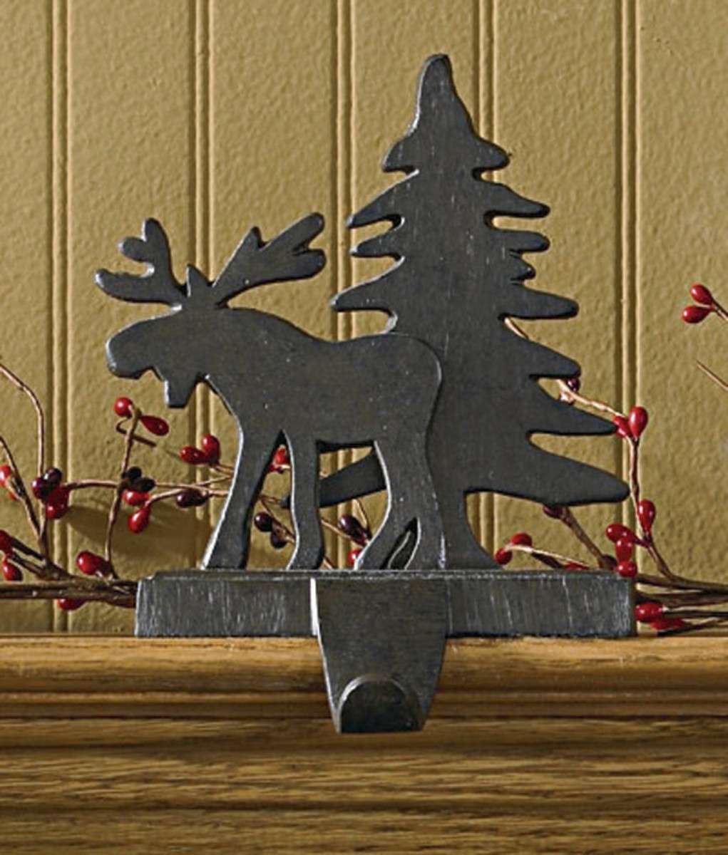 Moose  Tree Iron Finish Stocking Holder