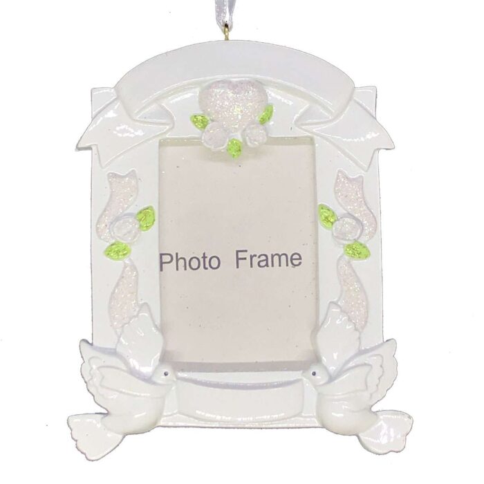 White Dove Frame Ornament Personalized