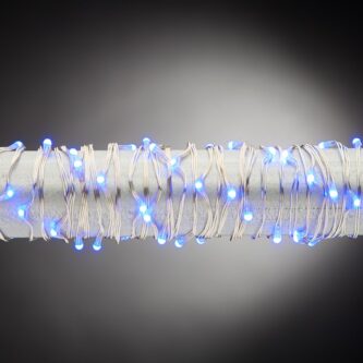 Battery Operated 3 Foot Blue Micro Led Lights with Silver Wire