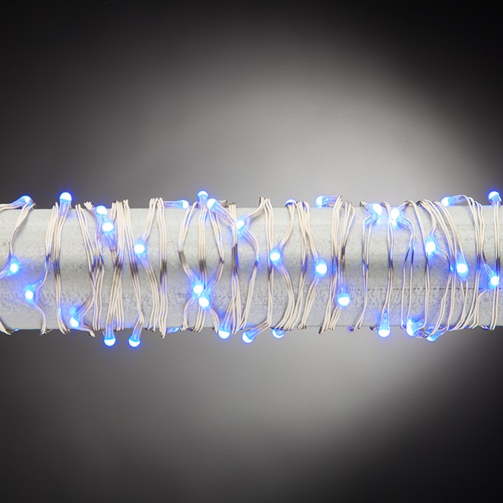 Battery Operated 3 Foot Blue Micro Led Lights with Silver Wire