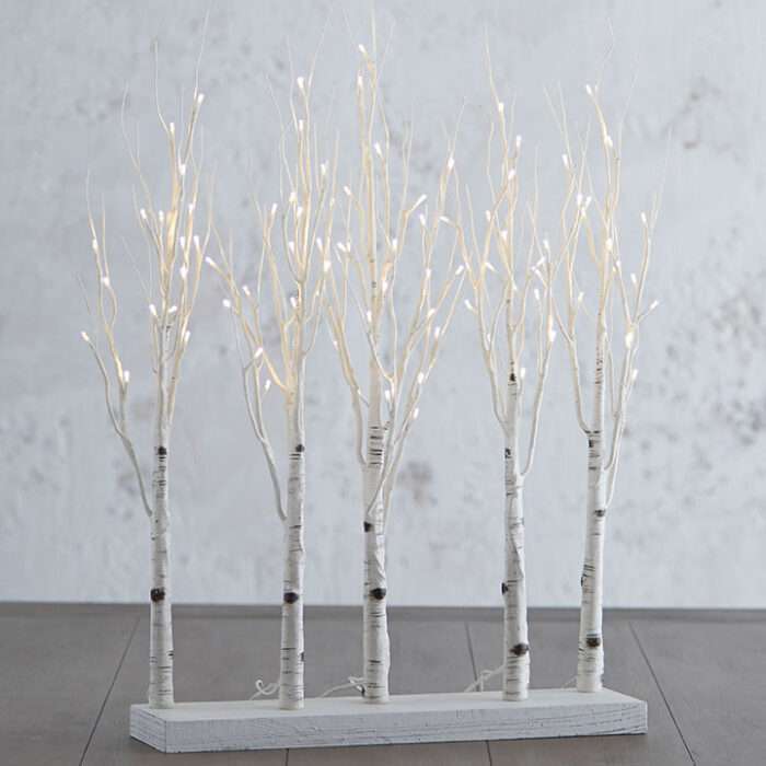 Snowy Birch Lighted Grove Tabletop Trees