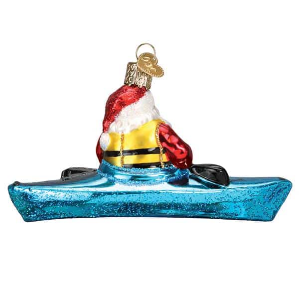 Old World Christmas Blown Glass Santa in Kayak Ornament