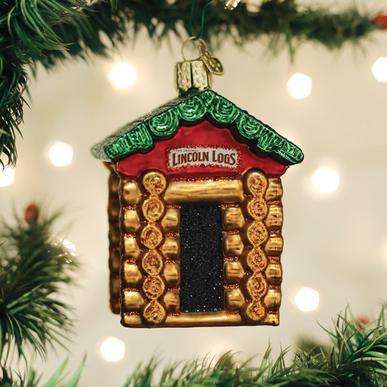 Old World Christmas Blown Glass Lincoln Logs Ornament