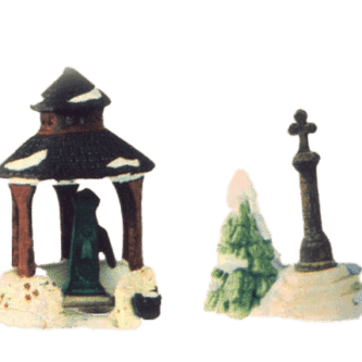 Village Well & Holy Cross Dept. 56 Rare Retired Dickens' Village Pre-Owned