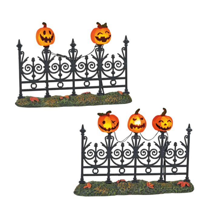 Dept 56 Halloween Village Jack o lantern Lit Fence