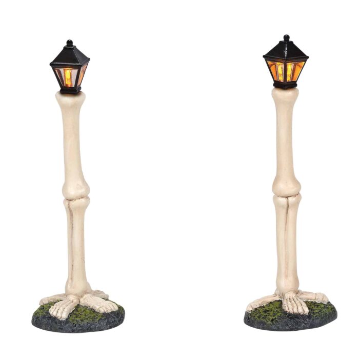 Dept 56 Halloween Village Femur Bone Street Lights