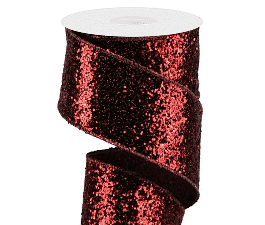 Burgundy Large Glitter Ribbon