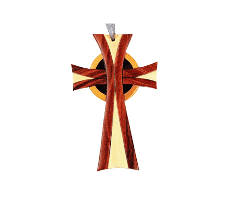 Wood Celtic Cross Intarsia Double Sided Ornament