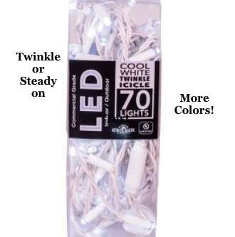 Icicle LED Light Set Twinkle or Steady On box