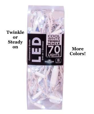 Icicle Led Light Set Twinkle or Steady on Box