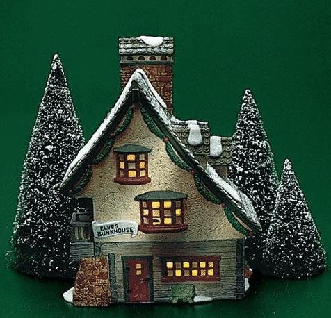 Dept 56 Rare Retired North Pole Elf Bunkhouse Pre owned