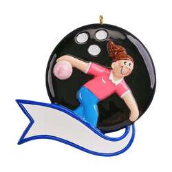 Bowler on Bowling Ball Ornament Personalized Two Styles