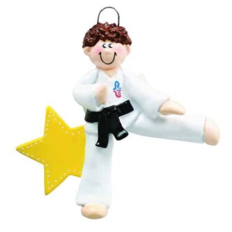 Brunette Karate Boy Ornament