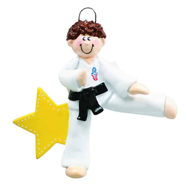 Brunette Karate Boy Ornament